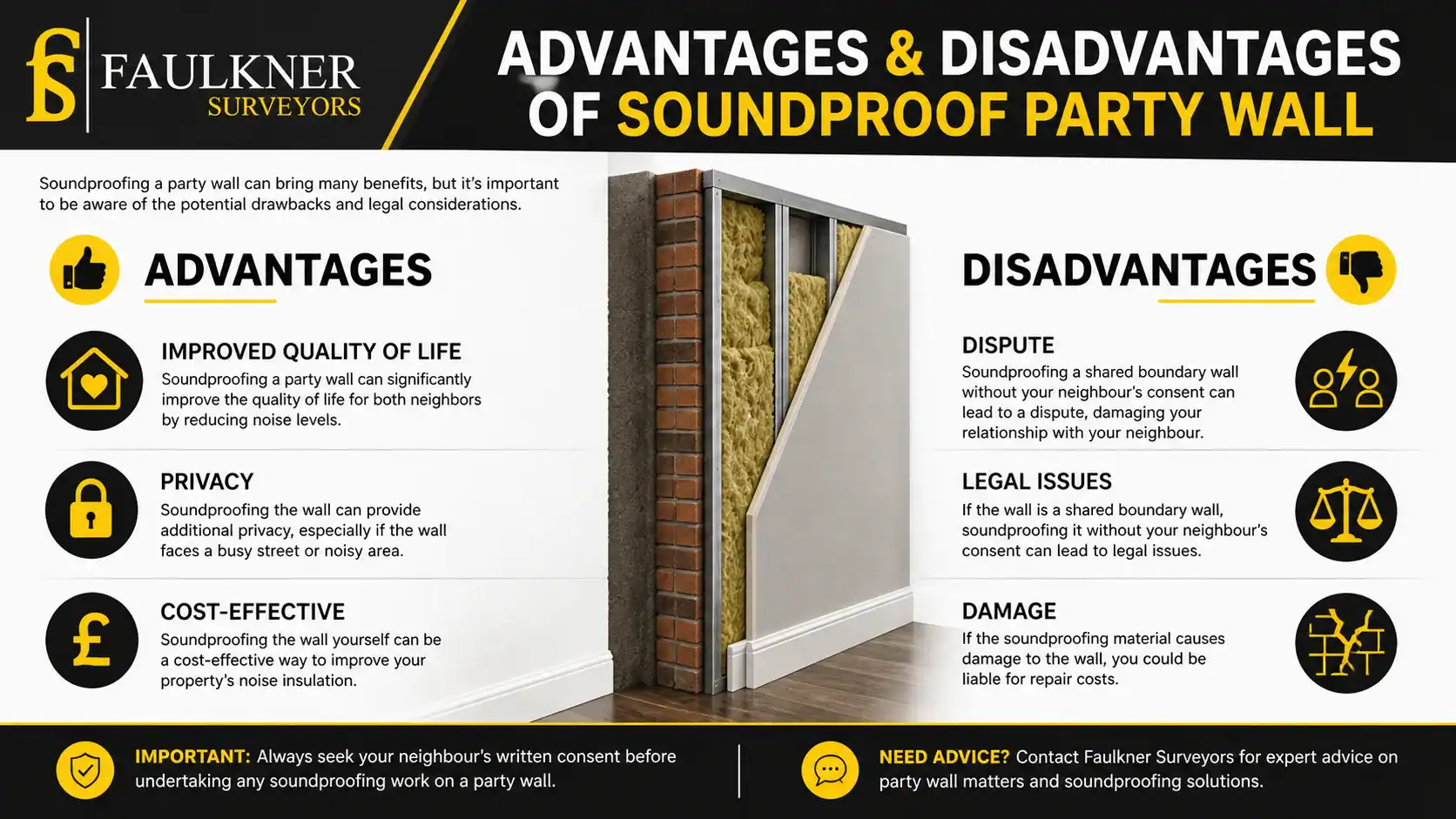 Can you soundproof a Party wall? 2 Advantages and Disadvantages of Soundproof Party Wall Camberley