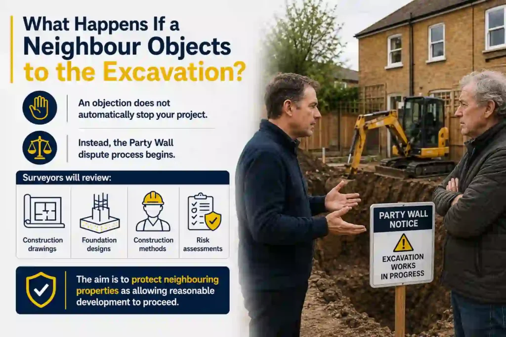 The Complete Guide to Section 6 Excavation Notices 3 What Happens If a Neighbour Objects to the Excavation Camberley